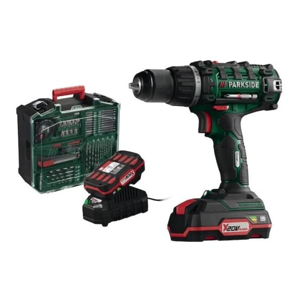 TRAPANO 20 V CON 2 BATTERIE, CARICATORE E ACCESSORI